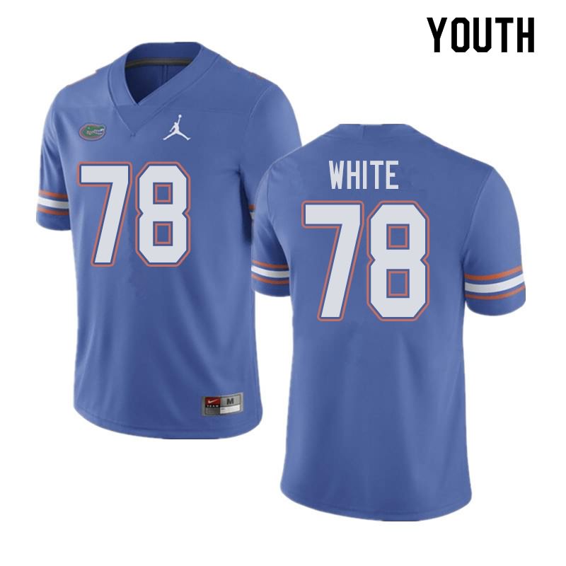 Youth NCAA Florida Gators Ethan White #78 Stitched Authentic Jordan Brand Blue College Football Jersey BRR5365GR